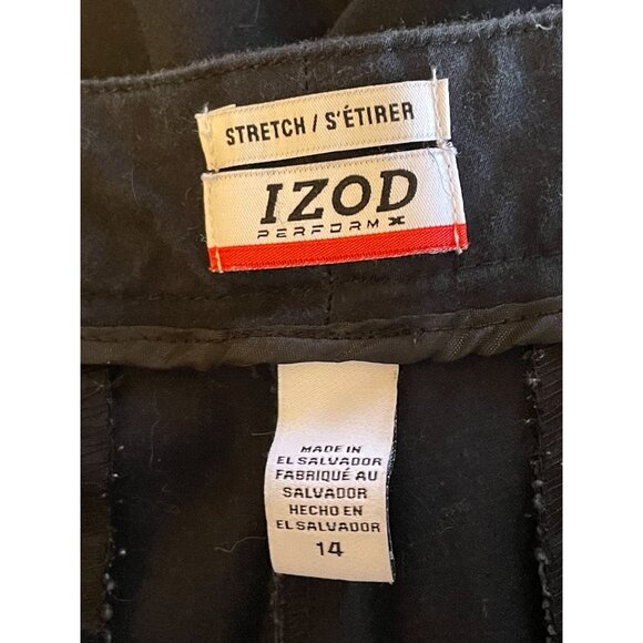 Izod Perform flat front black athletic golf shorts sz 14 stretch 5" pockets - Picture 6 of 6